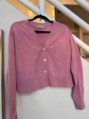 Everlane Cashmere Soft Pink V-Neck Button Front Cardigan